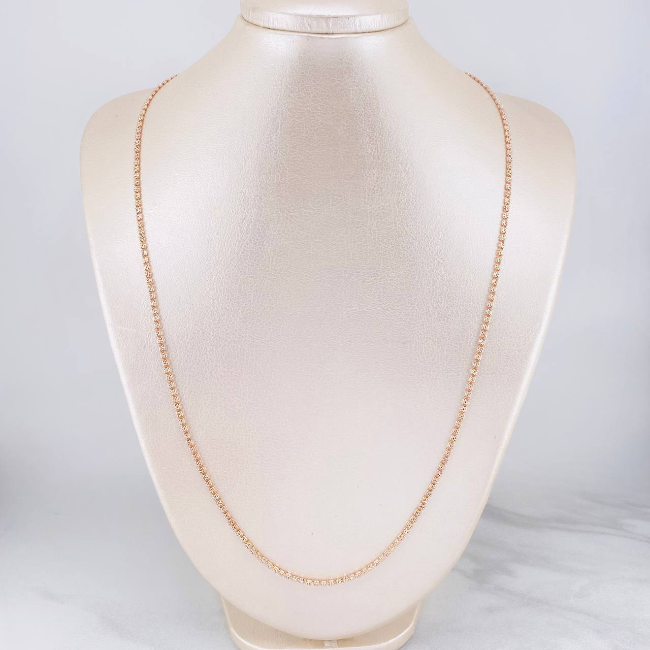 Cadena Ice 8.1g / 60cm / 2.4mm Dos Oros Blanco Rosa 18K