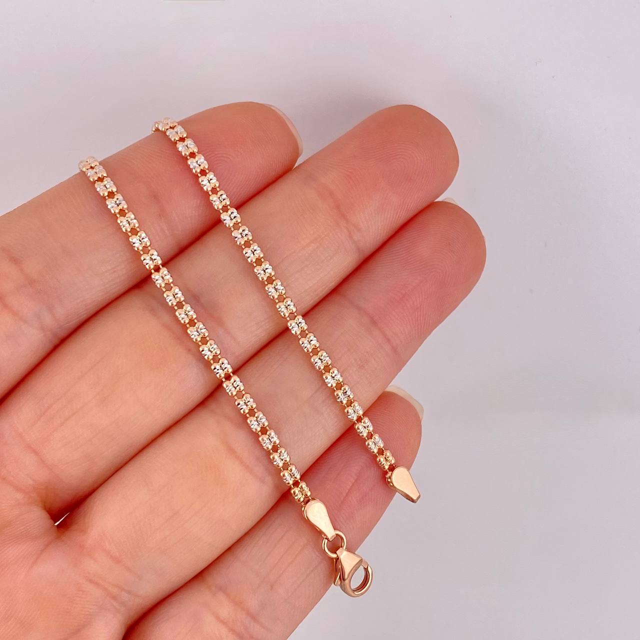 Cadena Ice 8.1g / 60cm / 2.4mm Dos Oros Blanco Rosa 18K