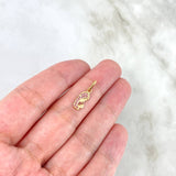 Dije Virgen María 0.65gr / 1.8cm / Circones Fucsias Oro Rosa