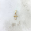 Dije Cruz 0.7gr / 1.9cm / Circones Blancos Oro Amarillo