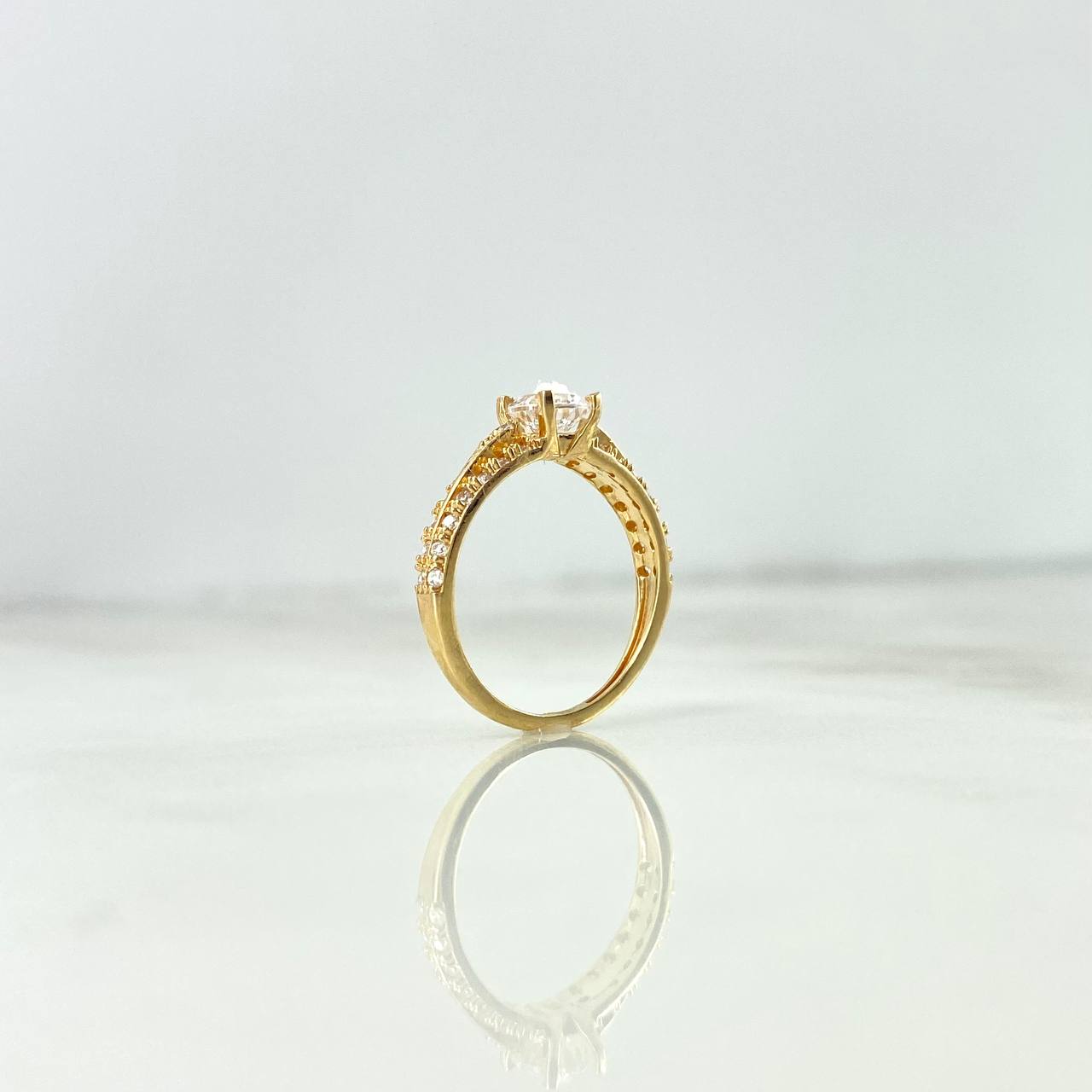 Anillo Solitario Churumbela Flecha 1.9gr / T5 1/2 / Circon Blanco Blancos Oro Amarillo