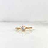 Anillo Solitario Churumbela Flor 1.8gr / T4 / Circones Blancos Oro Amarillo