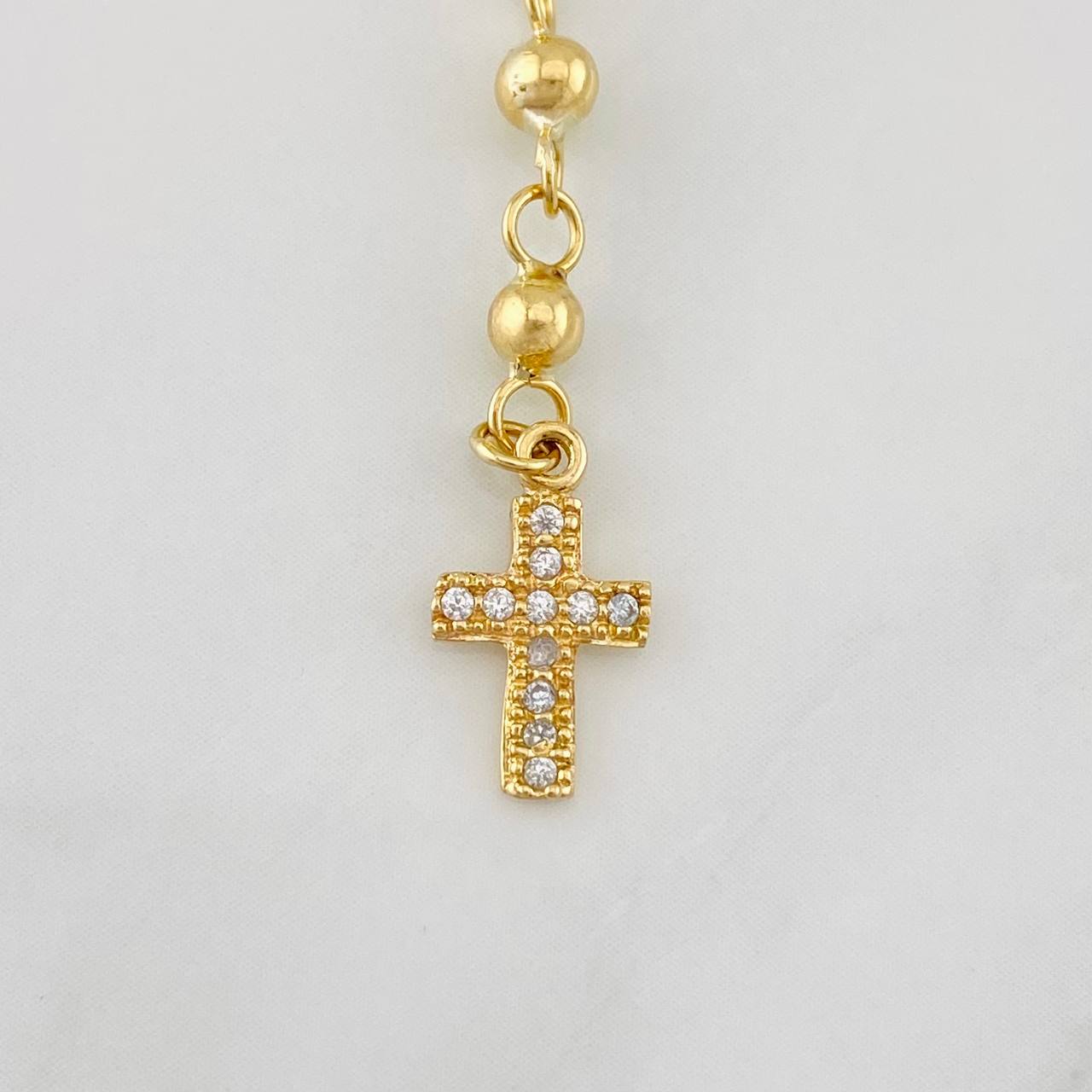 Rosario Virgen Milagrosa Cruz 7.5g / 45cm / 4mm-3mm Oro Amarillo 18K