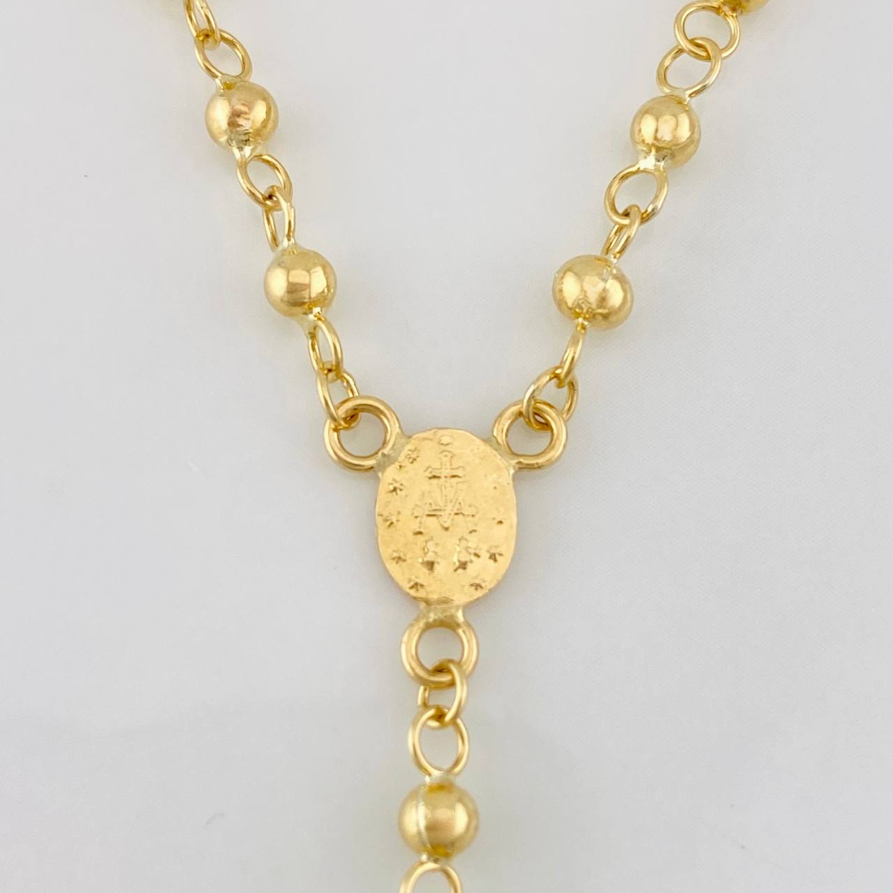 Rosario Virgen Milagrosa Cruz 7.5g / 45cm / 4mm-3mm Oro Amarillo 18K