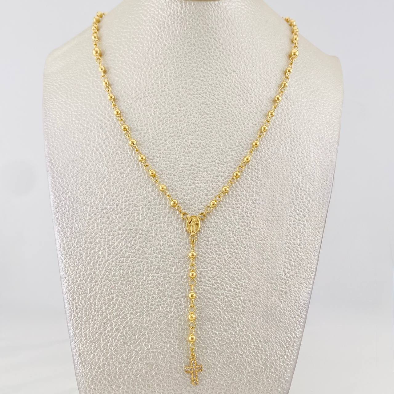 Rosario Virgen Milagrosa Cruz 7.5g / 45cm / 4mm-3mm Oro Amarillo 18K