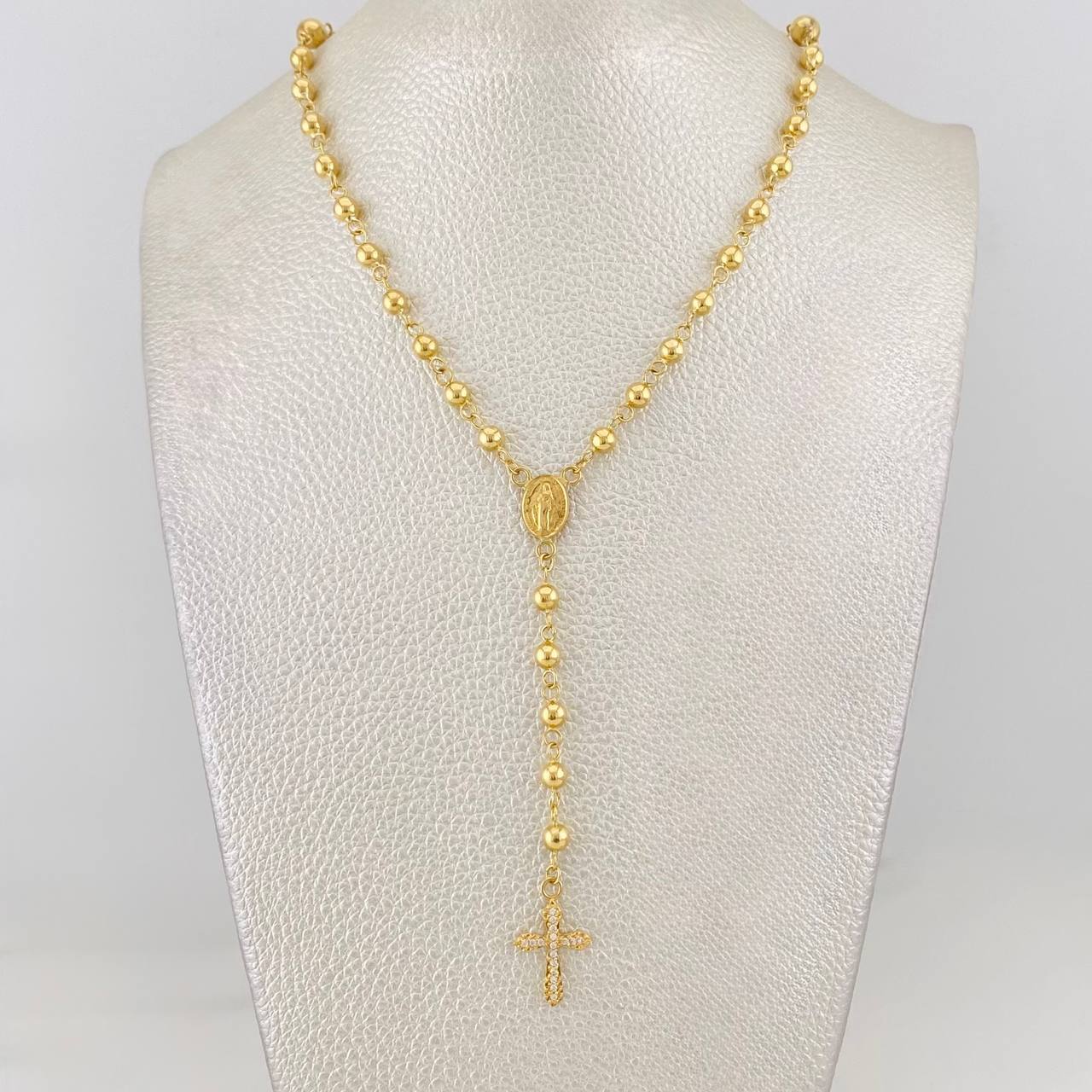Rosario Virgen Milagrosa Cruz 10.8g / 50cm / 5mm-4mm Oro Amarillo 18K