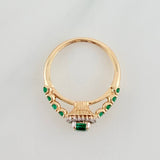 Anillo Rectangulo Esmeraldas 66 pts Diamantes 0.09 pts 3.25gr / T5 3/4 /  Dos Oros Amarillo Blanco 18K %
