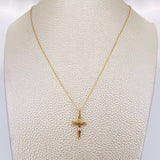 Set Cadena Aro Seguido + Dije Cruz Cristo / 2.3g / 45cm Tres Oros 18K