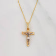 Set Cadena Aro Seguido + Dije Cruz Cristo / 2.3g / 45cm Tres Oros 18K