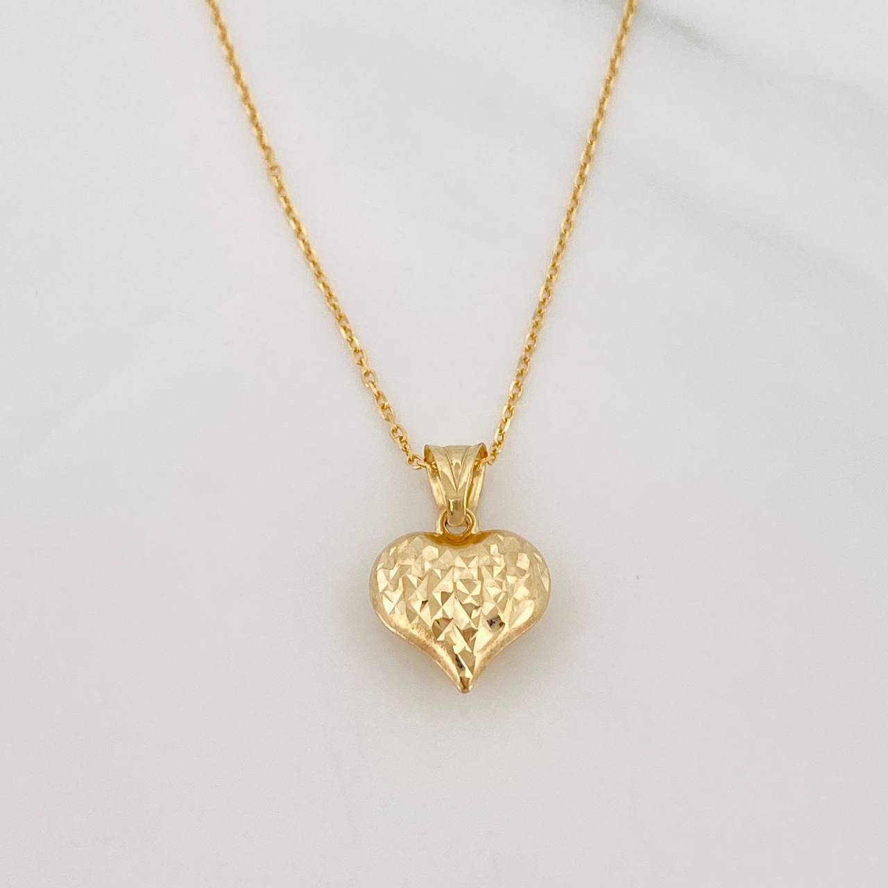 Set Cadena Aro Seguido + Dije Corazon / 1.9g / 45cm Oro Amarillo 18K