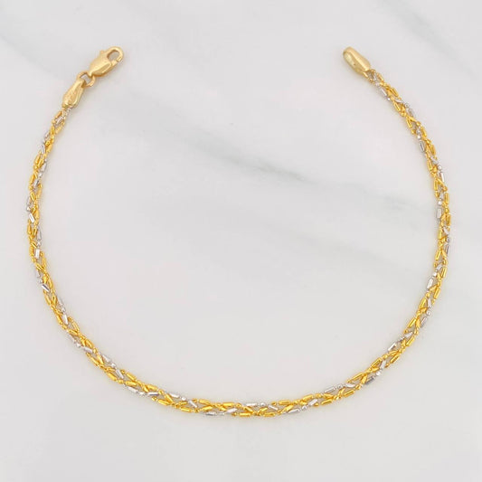 Pulso Morse 2.3g / 18.5cm / 2.15mm Dos Oros Amarillo Blanco 18K