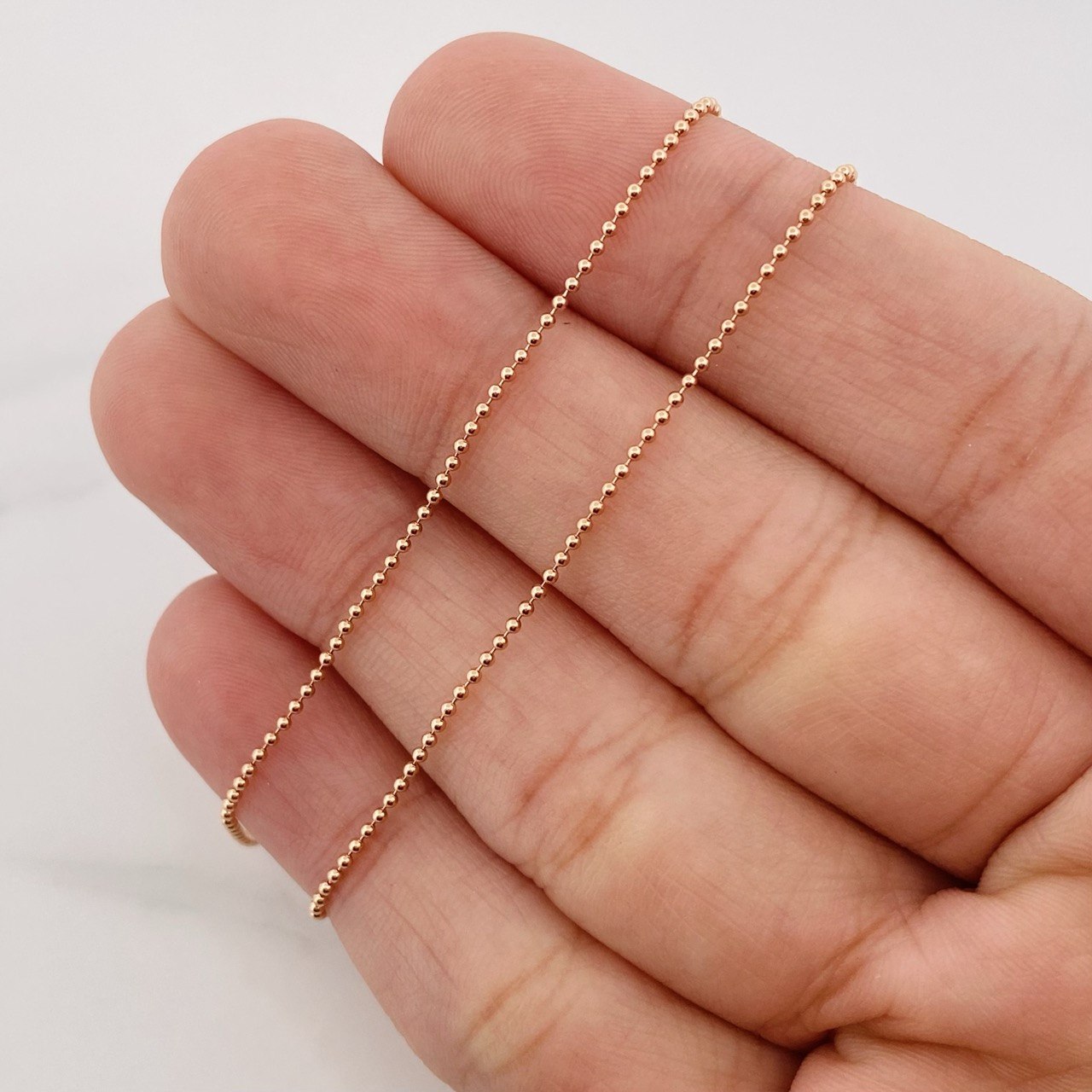 Cadena Militar 2g / 50cm / 1mm Oro Rosa 18K