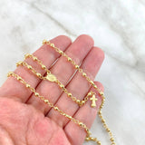 Rosario Virgen Milagrosa 9.1gr / 50cm / 3mm Bolas Lisas Oro Amarillo