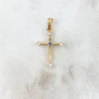 Dije Cruz Florenciada 0.85gr / 2.5cm / Circones Blancos-Azul Oro Amarillo