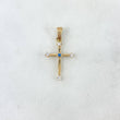 Dije Cruz Florenciada 0.85gr / 2.5cm / Circones Blancos-Azul Celeste Oro Amarillo