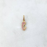 Dije Virgen María 0.65gr / 1.8cm / Circones Fucsias Oro Rosa