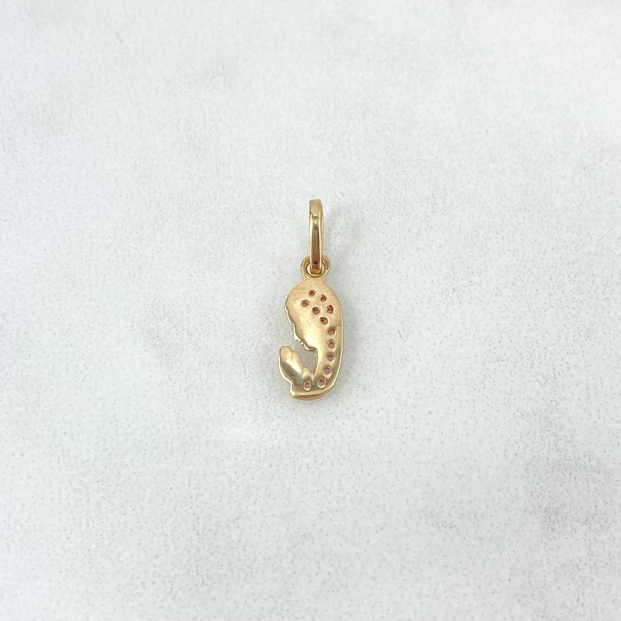 Dije Virgen María 0.65gr / 1.8cm / Circones Fucsias Oro Rosa