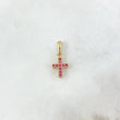Dije Cruz Doble Faz 1gr / 1.8cm / Circones Blancos-Fucsias Oro Amarillo