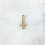 Dije Cruz Doble Faz 0.9gr / 1.8cm / Circones Blancos-Verdes Oro Amarillo