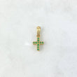 Dije Cruz Doble Faz 0.95gr / 1.8cm / Circones Blancos-Verdes Oro Amarillo