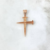 Dije Cruz Clavos 6.3gr / 5cm / Circones Blancos Oro Rosa