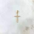 Dije Cruz 0.85gr / 2.4cm / Circones Blancos Oro Amarillo