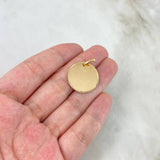 Dije Placa Circular 1.95gr / 2.7cm / Bordes Diamantados Oro Amarillo