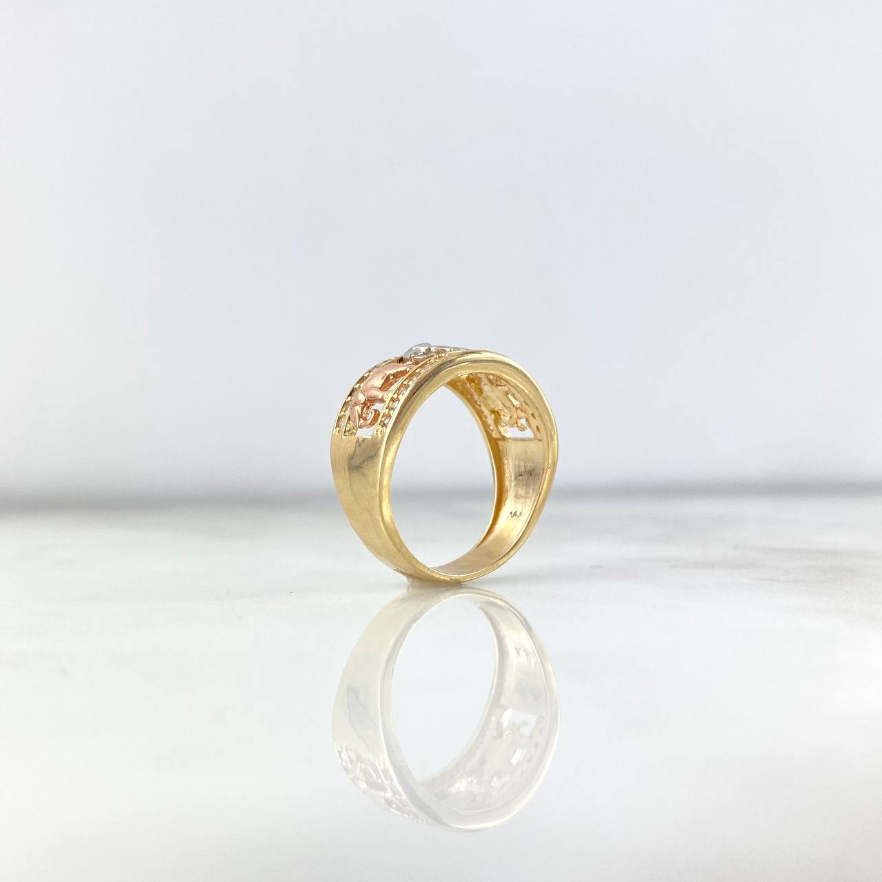 Anillo Tres Elefantes 5.7gr / T6 3/4 / Circones Blancos Tres Oros