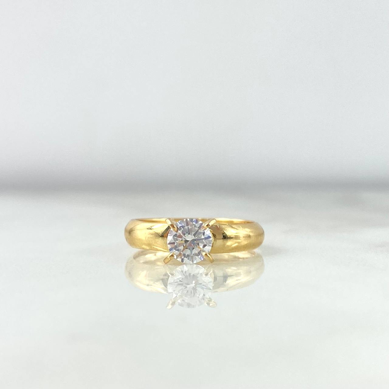 Anillo Solitario 1.2gr / T4 / Circon Blanco Oro Amarillo