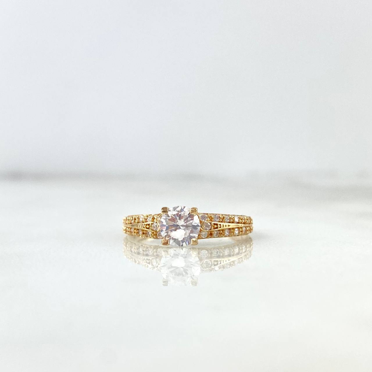 Anillo Solitario Churumbela Flecha 1.9gr / T5 1/2 / Circon Blanco Blancos Oro Amarillo