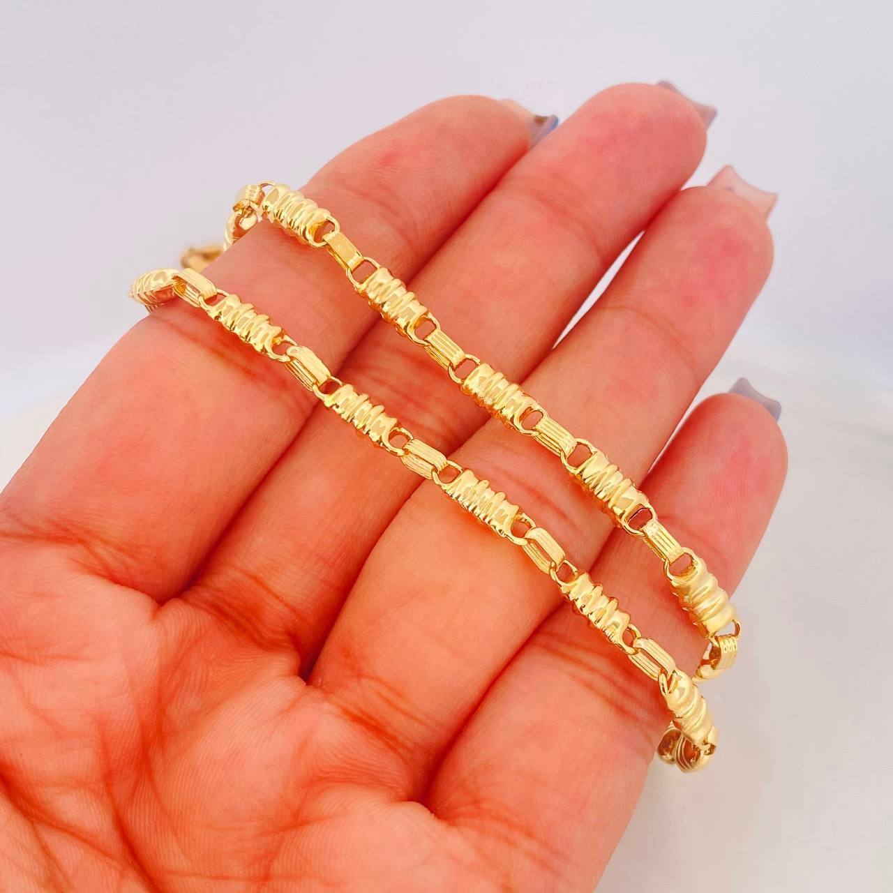 Cadena Rustica Barril 14.20g / 60cm / 3.34mm Oro Amarillo 18K