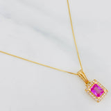 Set Cadena Veneciana + Dije Halo Cuadrado / 2.45g / 50cm Oro Amarillo 18K