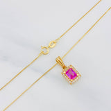 Set Cadena Veneciana + Dije Halo Cuadrado / 2.45g / 50cm Oro Amarillo 18K