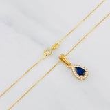 Set Cadena Veneciana + Dije Halo Gota / 2.15g / 50cm Oro Amarillo 18K