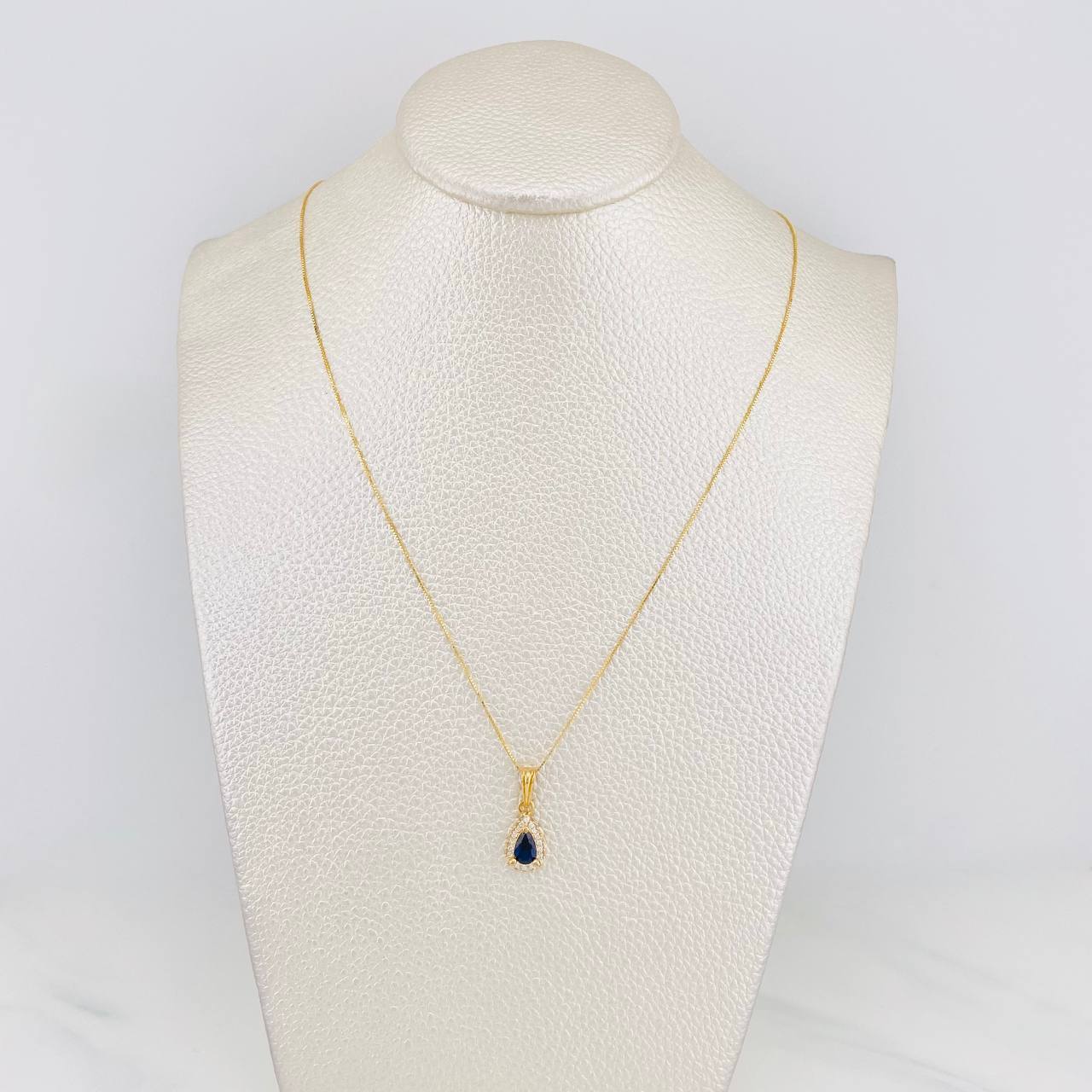 Set Cadena Veneciana + Dije Halo Gota / 2.15g / 50cm Oro Amarillo 18K