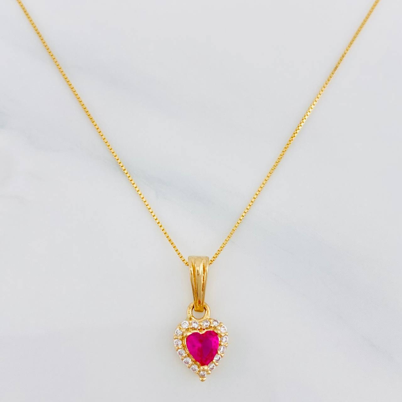 Set Cadena Veneciana + Dije Halo Corazón / 2.05g / 50cm Oro Amarillo 18K