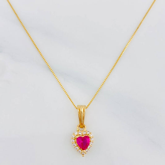 Set Cadena Veneciana + Dije Halo Corazón / 2.05g / 50cm Oro Amarillo 18K