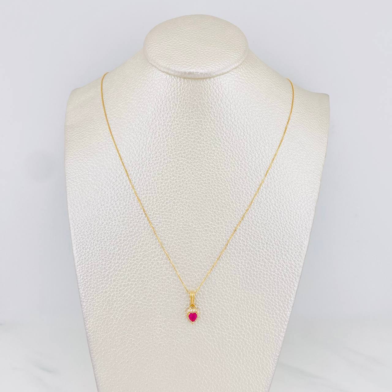 Set Cadena Veneciana + Dije Halo Corazón / 2.05g / 50cm Oro Amarillo 18K