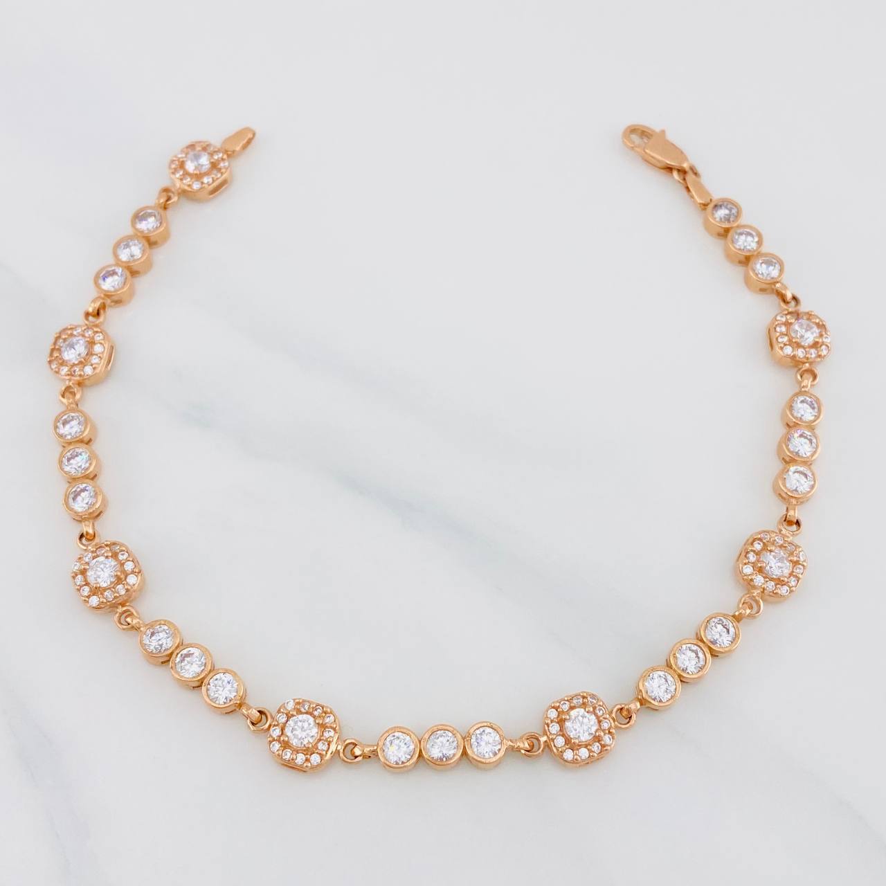 Pulso Halo Tennis 10.05g / 21.05cm / 4.31mm Oro Rosa 18K