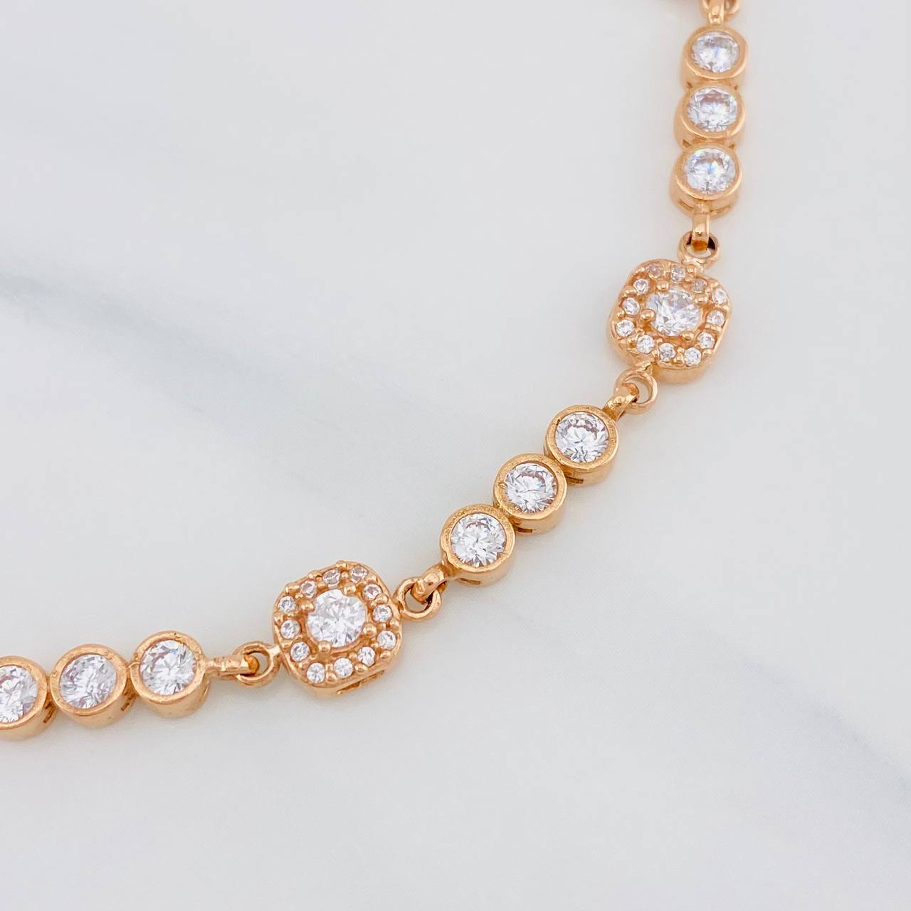 Pulso Halo Tennis 10.05g / 21.05cm / 4.31mm Oro Rosa 18K