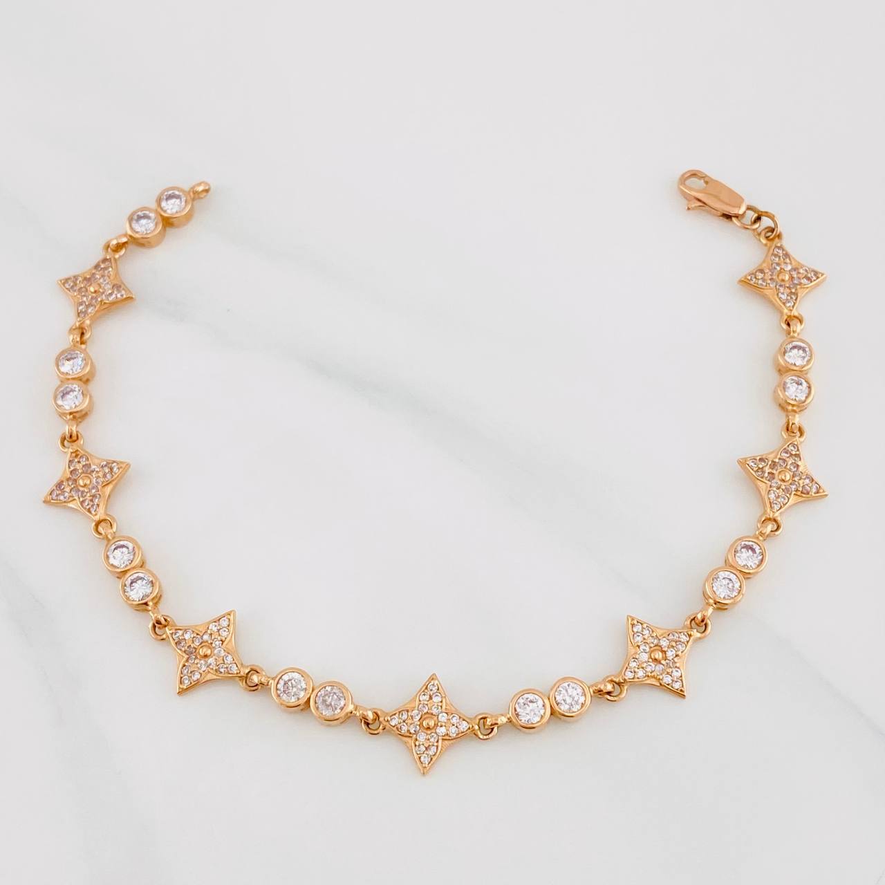 Pulso Halo Flor 8.45g / 18cm / 4.15mm Oro Rosa 18K
