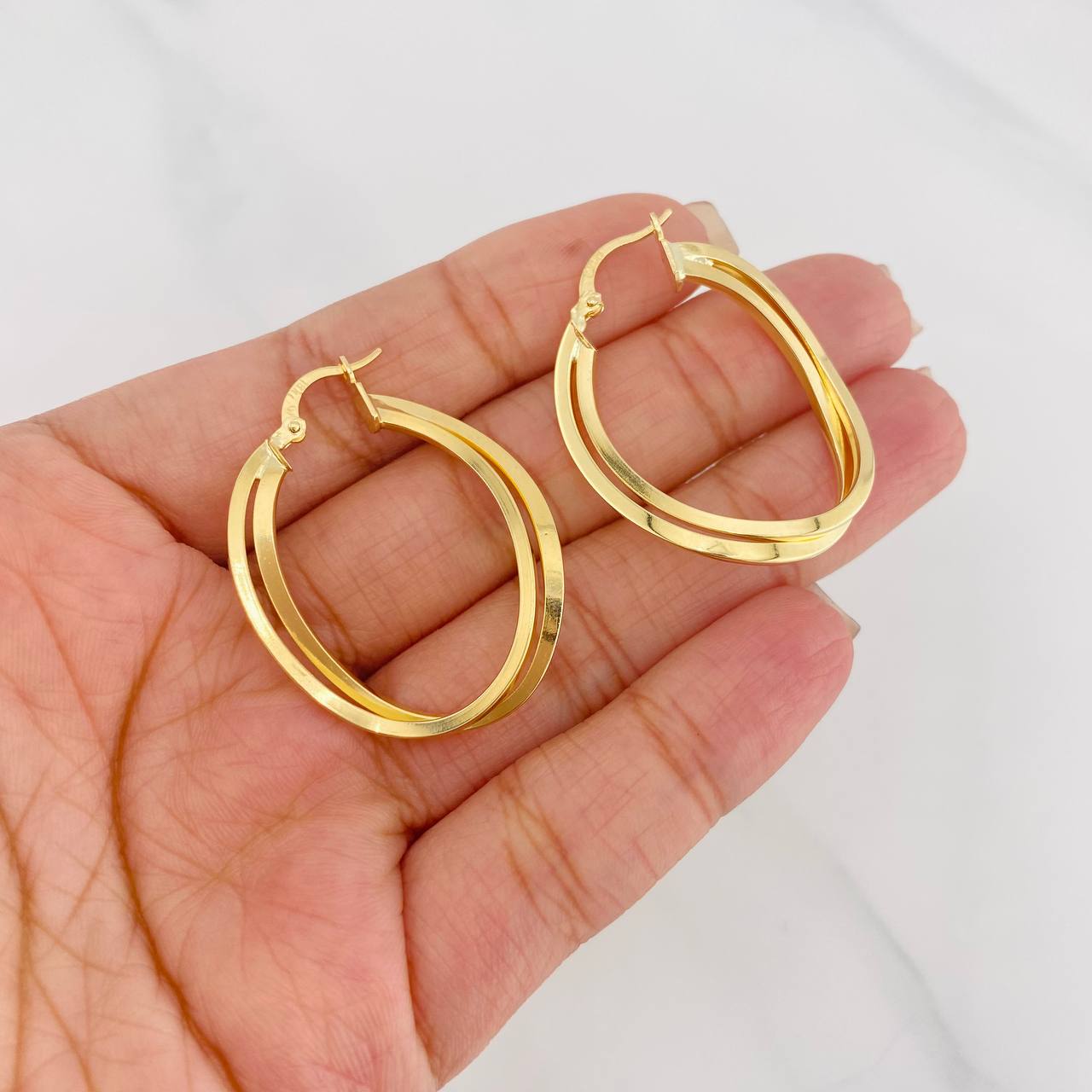 Candongas Arracada Doble 3.15g / 3.6cm Oro Amarillo 18K