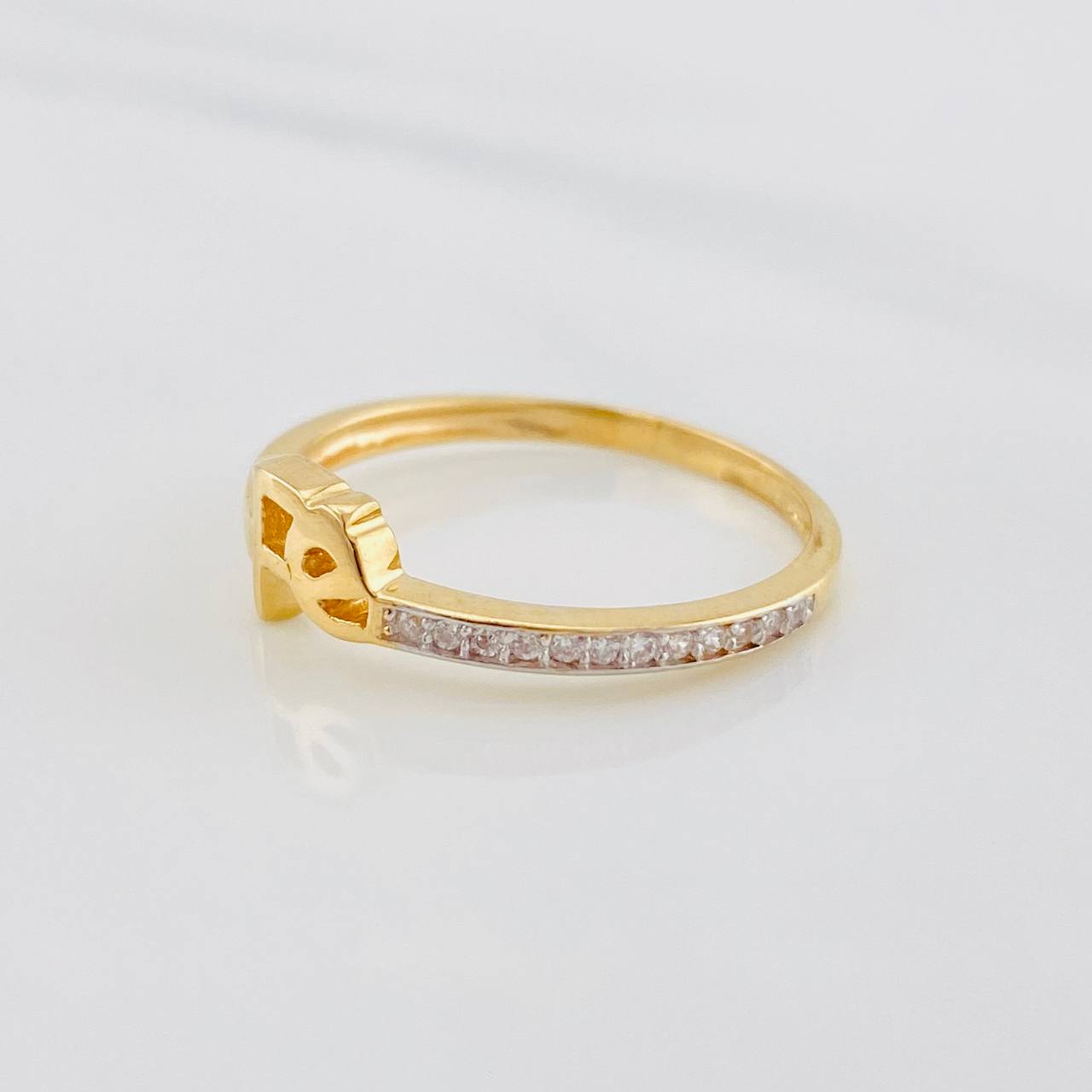 Anillo Fe 1.7g / T6 1/4 Dos Oros Amarillo Blanco 18K
