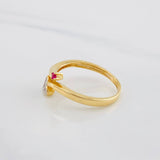 Anillo Curva Corazón 2.2g / T6 Dos Oros Amarillo Blanco 18K