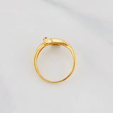 Anillo Curva Corazón 2.2g / T5 3/4 Dos Oros Amarillo Blanco 18K