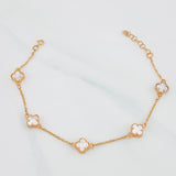 Pulso Modulable Aro Seguido Trebol 3.35g / 17cm - 19cm / 1.2mm Oro Rosa 18K