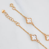 Pulso Modulable Aro Seguido Trebol 3.35g / 17cm - 19cm / 1.2mm Oro Rosa 18K