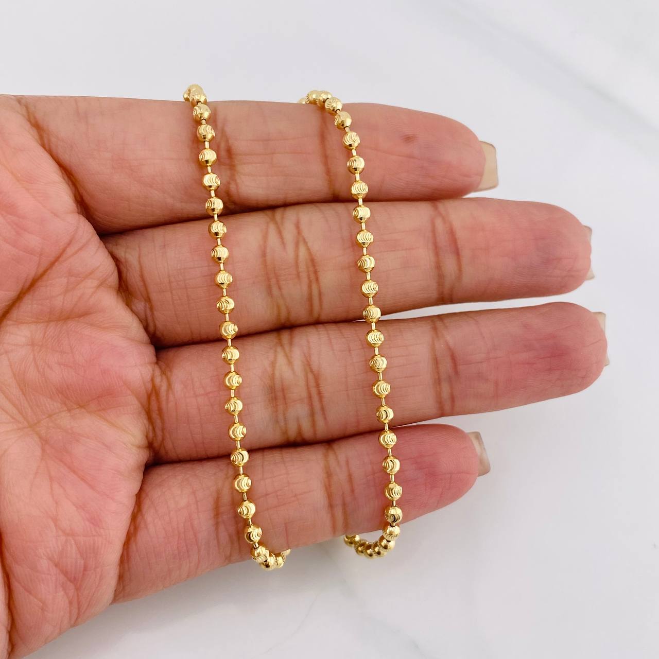 Cadena Militar Media Luna 11.3g / 50cm / 3mm Oro Amarillo 18K