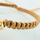 Pulsera Tejida Caqui Escapulario Cilindros Diamandos 6 Und Oro Amarillo 18K