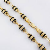 Cadena Rustica Barril Cauchos Negros 13.85gr / 62.5cm / 4.3mm Oro Amarillo 18K